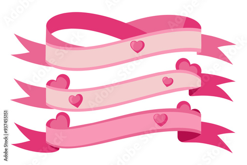 A set of pink ribbon mothers day border vector art illustration photo