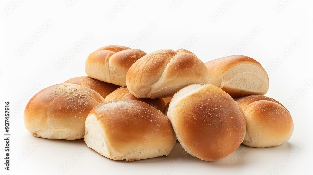 Pile of Freshly Baked Kaiser Rolls on White Background Pile of Freshly Baked Kaiser Rolls on White Background