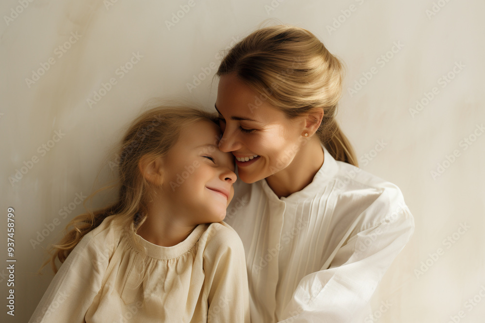 Tender moment between mother and daughter. Generative AI image Tender moment between mother and daughter. Generative AI image