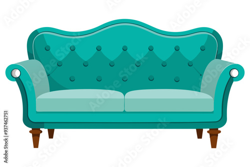  Beautiful furniture sofa vector art illustration