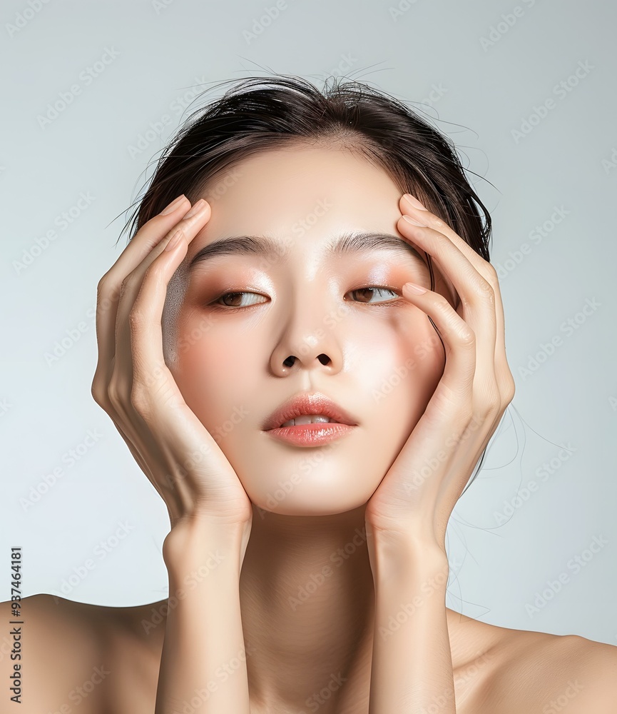 Portrait of a Young Asian Woman with Skin Care Products Portrait of a Young Asian Woman with Skin Care Products