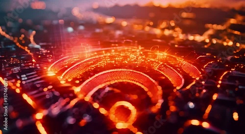 Wifi signal is sparkle light power is glowing wireless internet worldwide connection futuristic technology in globe world