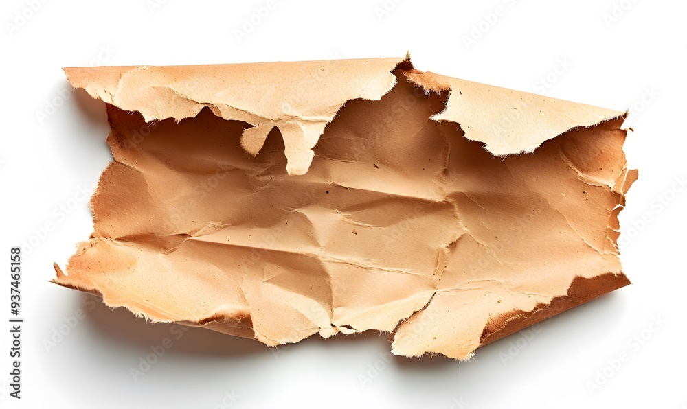 Fototapeta premium Ragged hole torn in ripped paper, isolated on white background.