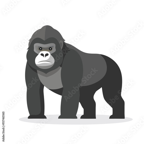 Mountain Gorilla animal isolated flat vector illustration on white background