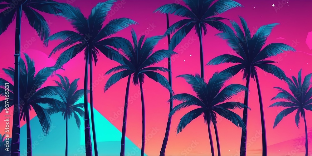 synthwave illustration of a geometric palm background synthwave illustration of a geometric palm background