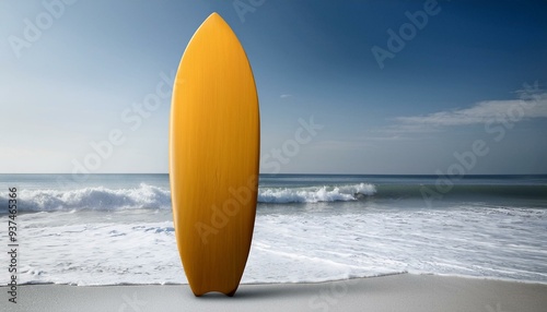 Photography surfboard on the beach,mockup illustration