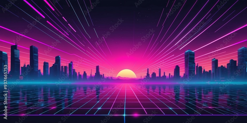synthwave illustration of a cyber grid for background synthwave illustration of a cyber grid for background