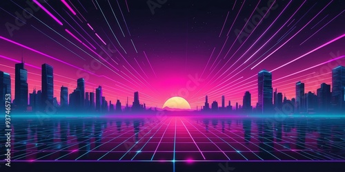 synthwave illustration of a cyber grid for background
