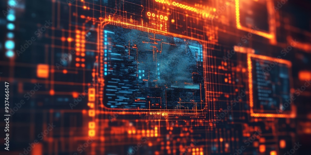 Fototapeta premium Detailed view of a digital wallet, encrypted blockchain address visible, advanced cryptography ensuring secure transactions