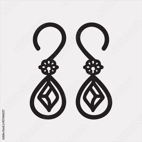 Earring icon Vector silhouette illustration icon on a white background