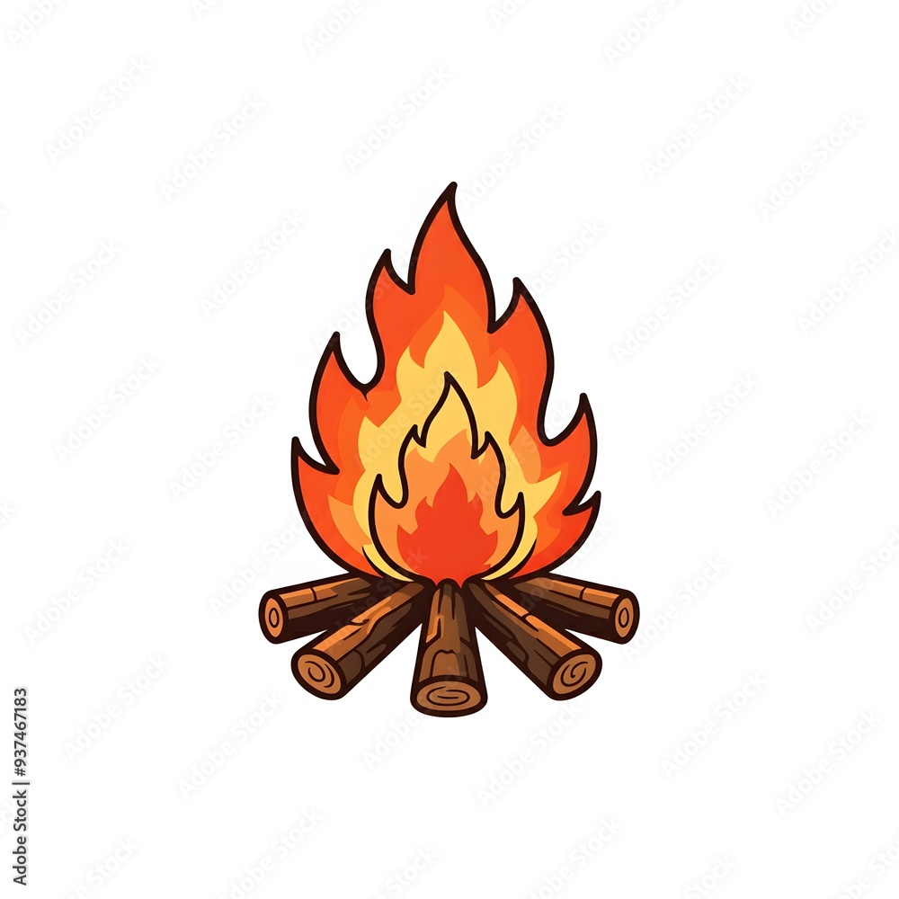 Cozy Campfire Flames and Logs in Warm Orange Hues Cozy Campfire Flames and Logs in Warm Orange Hues