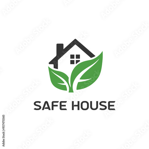 House and leaf logo | eco house logo vector editable 