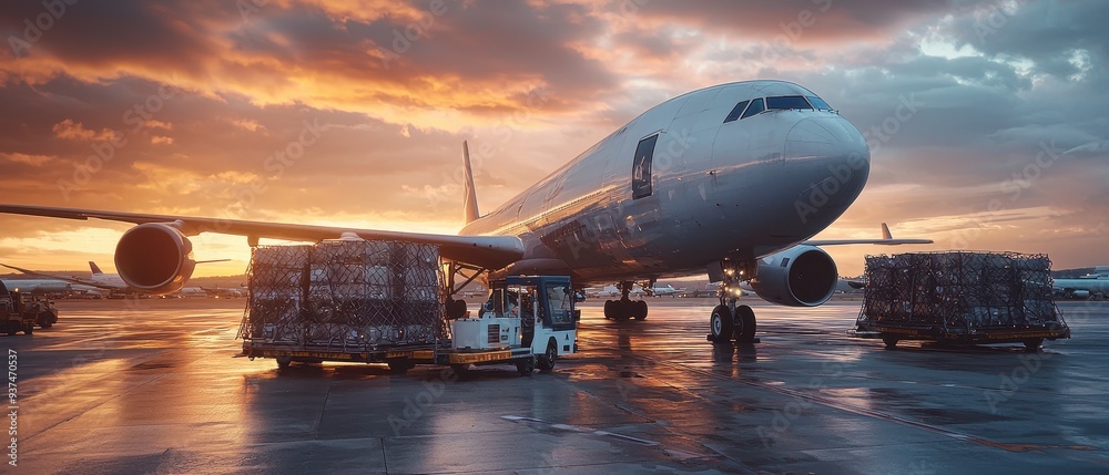Cargo Plane at Sunset: An Aerial Logistical Masterpiece Cargo Plane at Sunset: An Aerial Logistical Masterpiece