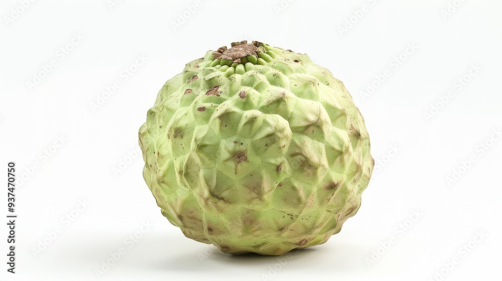 Fototapeta premium Green Sugar Apple Fruit on White Background