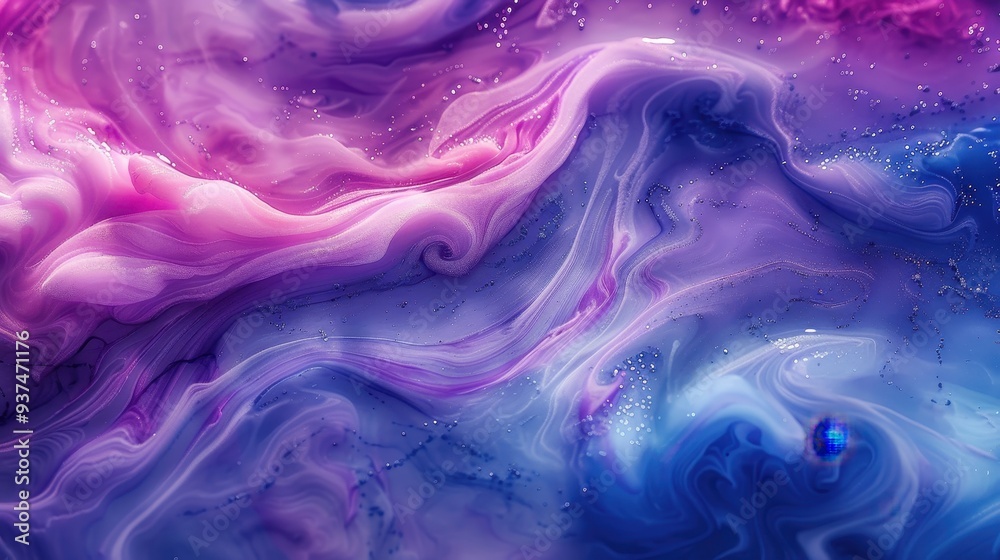 Obraz premium Abstract Swirling Purple and Blue Liquid with Glitter