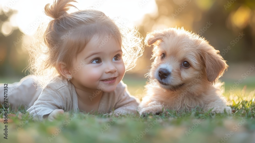 Joyful Child Playing with Energetic Puppy in a Backyard Fun Time Joyful Child Playing with Energetic Puppy in a Backyard Fun Time