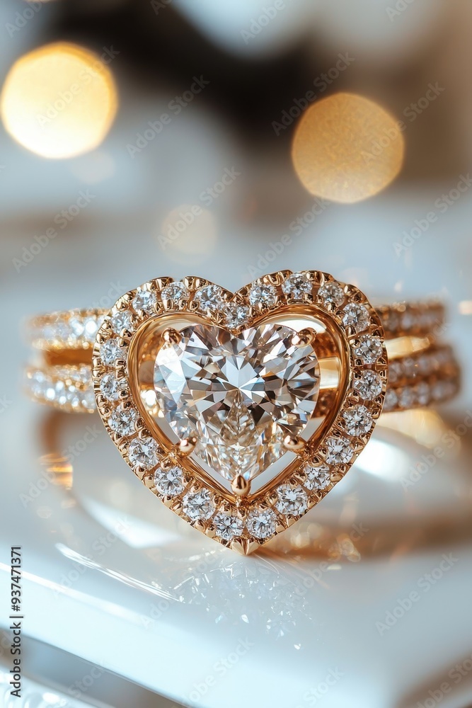 Elegant Heart-Shaped Diamond Engagement Ring in Glamorous Setting Elegant Heart-Shaped Diamond Engagement Ring in Glamorous Setting