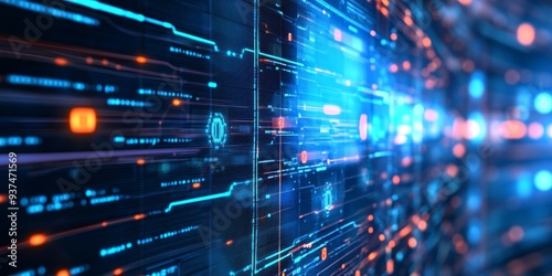 Wallpaper Mural an enterprise networking solution, complex network diagrams on a monitor, optimized for high performance Torontodigital.ca