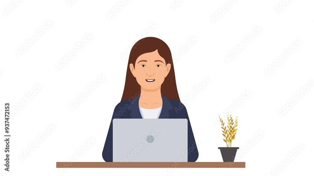 Businesswoman Characters Animation, Office workers Characters 2d Animation, animated Business concept on transparent background