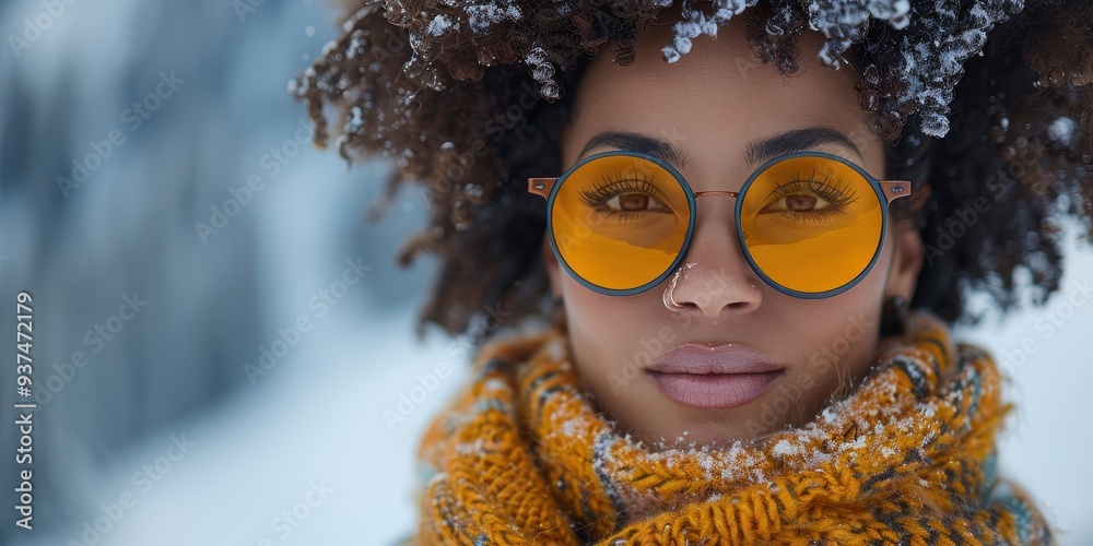 A woman wearing winter gear and snow goggles, with a snowy background, capturing the essence of winter sports A woman wearing winter gear and snow goggles, with a snowy background, capturing the essence of winter sports