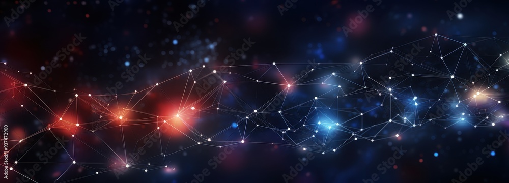 Abstract Network of Interconnected Nodes with Glowing Lights Abstract Network of Interconnected Nodes with Glowing Lights