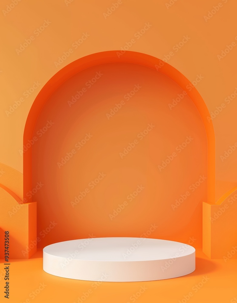 White podium on orange background White podium on orange background
