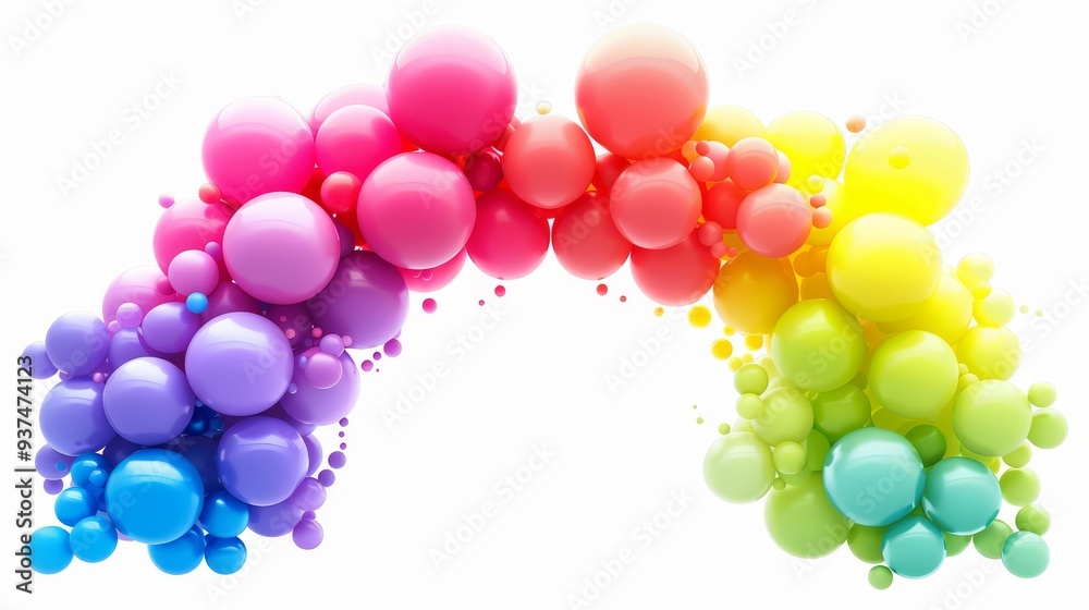 Rainbow Balloon Arch on White Background Rainbow Balloon Arch on White Background