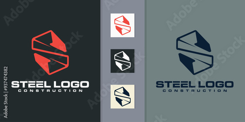 Steel Fabrication logo vector with letter S. construction logo vector collection