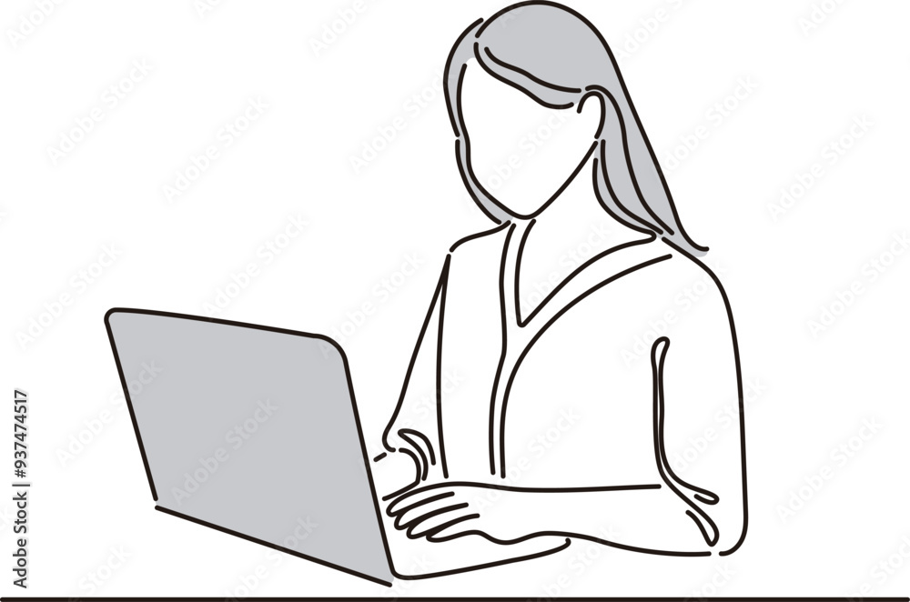 ビジネス パソコン 女性 人物 仕事 イラスト素材 ビジネス パソコン 女性 人物 仕事 イラスト素材