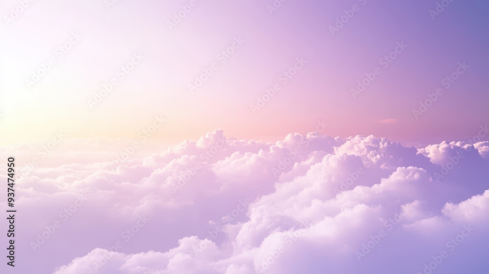 Fototapeta premium Soft pastel clouds in a serene sky, conveying tranquility and beauty.