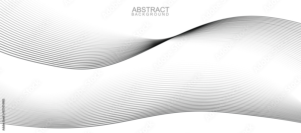 Abstract Black Wavy Lines Vector Background for Modern Design, Elegant Wave Pattern, Minimalist Graphic, Monochrome Abstract Art