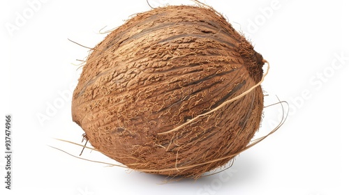 A whole coconut isolated on white background