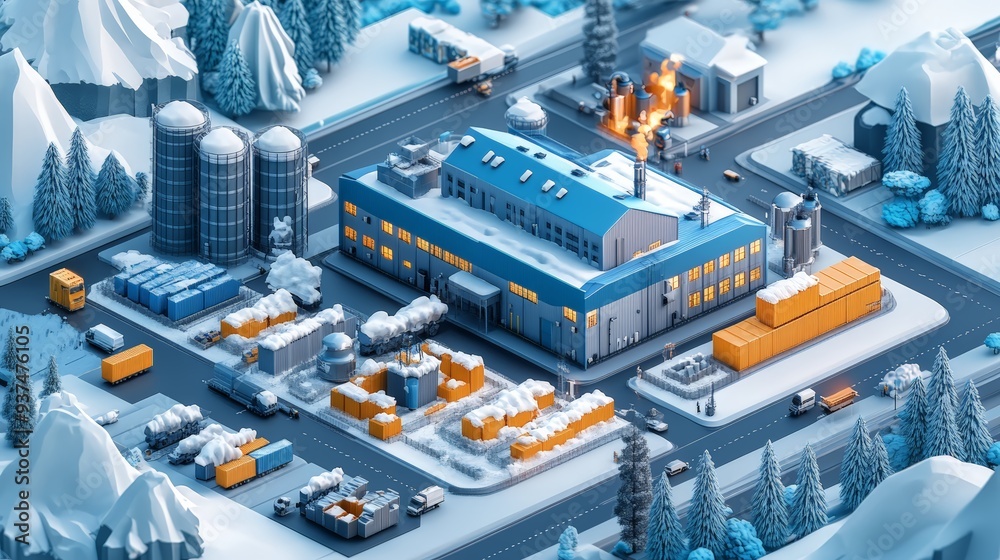 22. Global supply chains influenced by policy, isometric view, two-tone, 3D illustration 22. Global supply chains influenced by policy, isometric view, two-tone, 3D illustration