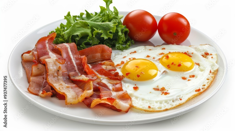 breakfast in white plate isolated on white background breakfast in white plate isolated on white background