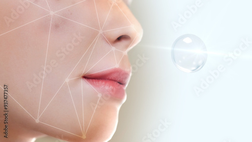 Features of serum drops for beauty and skin care and wrinkle removal. 3D rendering.