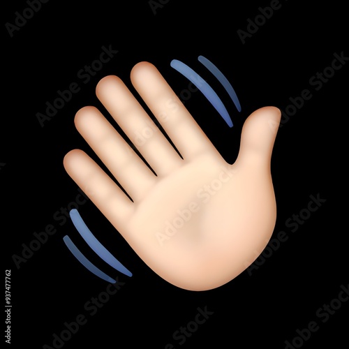 Waving Hand Emoji on Black Background

