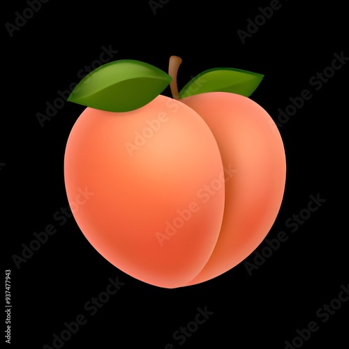Peach Emoji on Black Background
