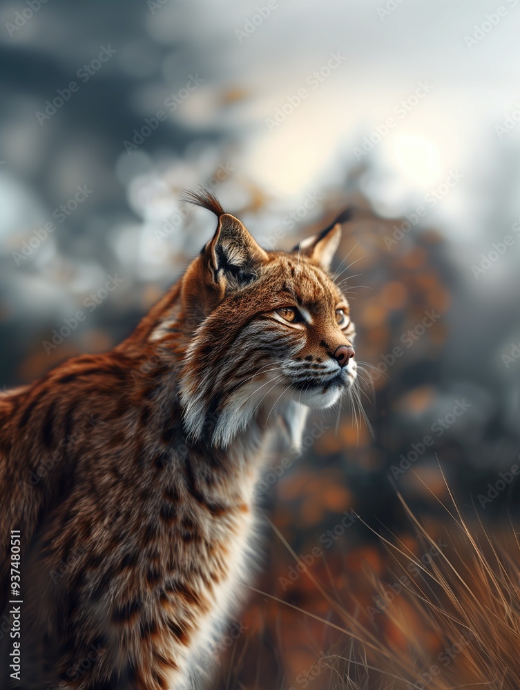 Close up portrait of a Fishing cat, Prionailurus viverrinus, in the wild