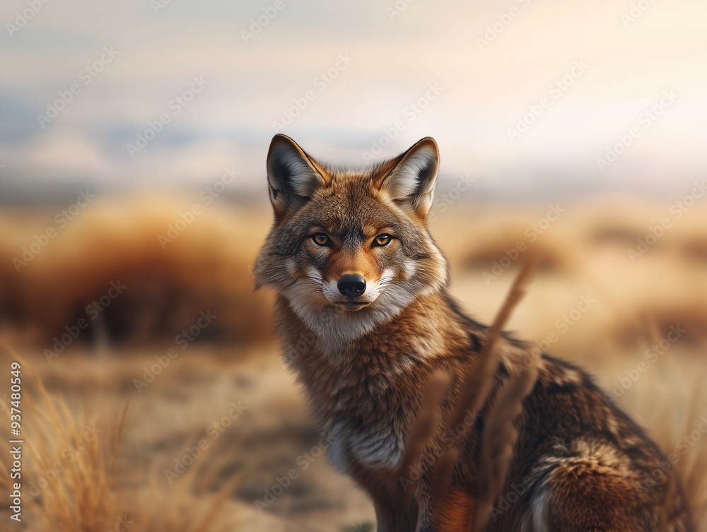 Desert Coyote, Wild Canine, North American Predator in Nature Desert Coyote, Wild Canine, North American Predator in Nature