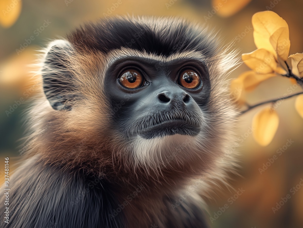 Obraz premium Asian Francois' Langur, Arboreal Primate, Jungle Wildlife