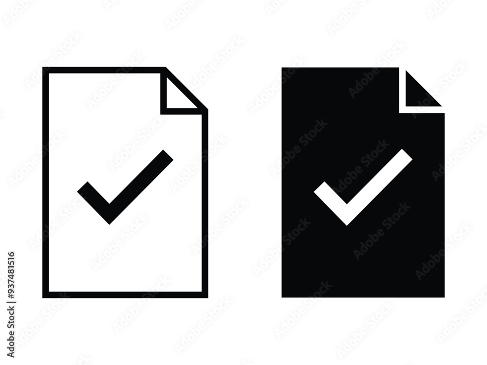 Document With Check Mark Icon, Outline Icon Vector Illustration Eps 10. Document With Check Mark Icon, Outline Icon Vector Illustration Eps 10.