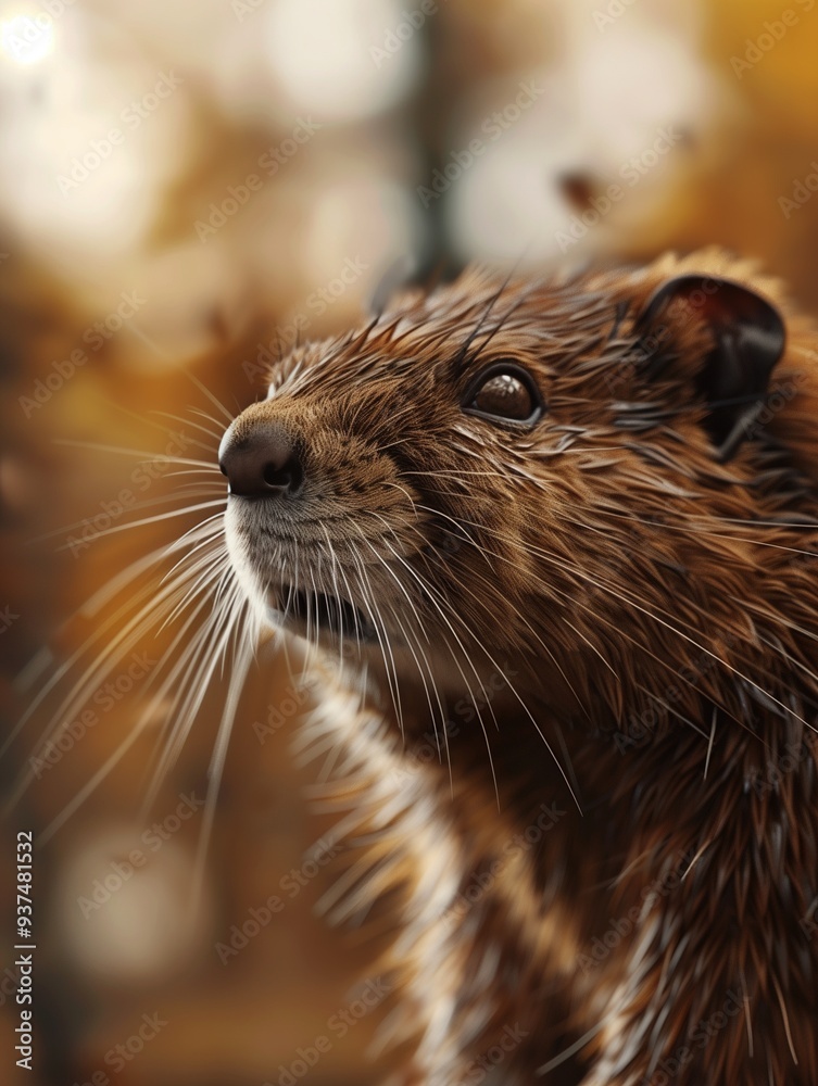 Close Up of Muskrat, Ondatra, Marsh Beaver in Wilderness, Forest Mammal Close Up of Muskrat, Ondatra, Marsh Beaver in Wilderness, Forest Mammal