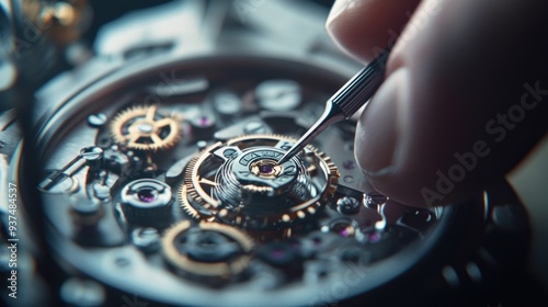 Watch Repair Close-Up: Mechanic's Hands at Work.