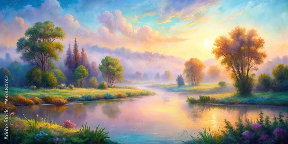 Ethereal pastels paint a serene landscape, whispers of nature's soothing melody, as calmness seeps into the soul. Ethereal pastels paint a serene landscape, whispers of nature's soothing melody, as calmness seeps into the soul.