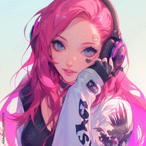 Girl in headphones avatar