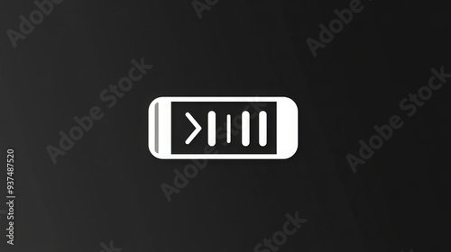 Battery charging icon. Vector illustration of a battery charging indicator on a black background. The icon is black and white, with the battery outline and the charging symbol in white. 