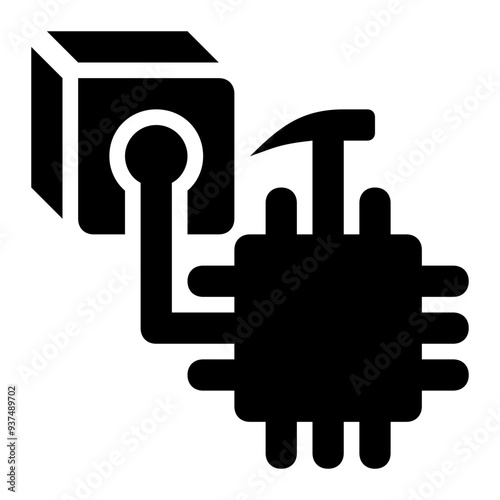 cpu, processor, blockchain mining, block chain, cpu mining, mining solid or glyph icon