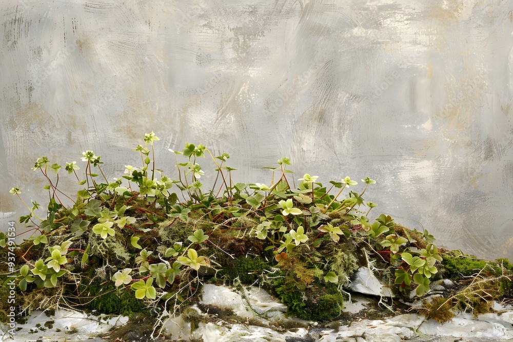 Green Plants Growing on a Stone Wall Green Plants Growing on a Stone Wall