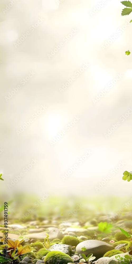 Obraz premium Green Moss Rocks and Plants Background