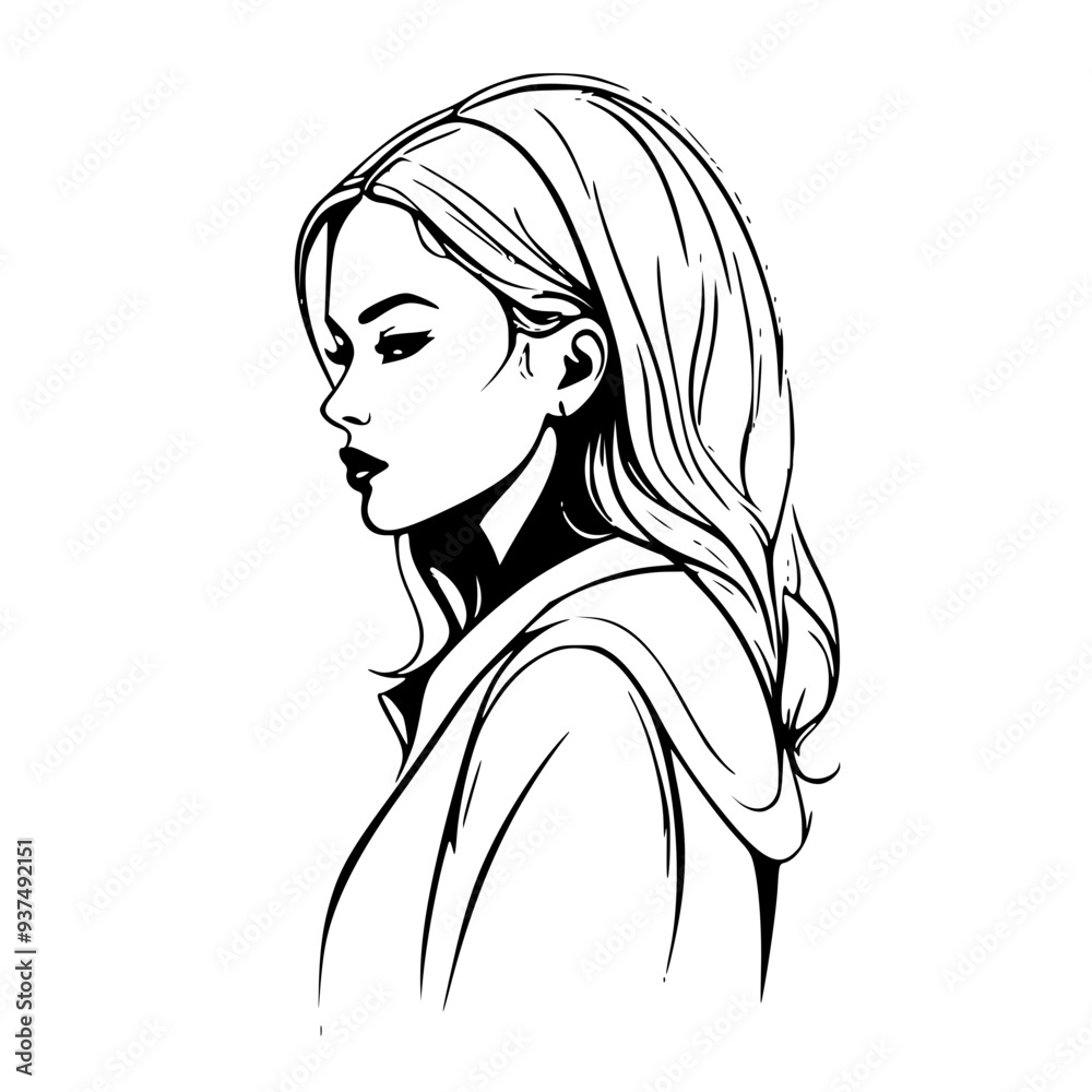 Graceful Silhouette: Girl's Back in Artistic View Graceful Silhouette: Girl's Back in Artistic View